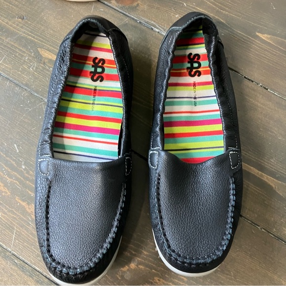 SAS Shoes 7.5 N Sunny Loafers Black Leather Slip-on Comfort Casual Women’s - Picture 5 of 10